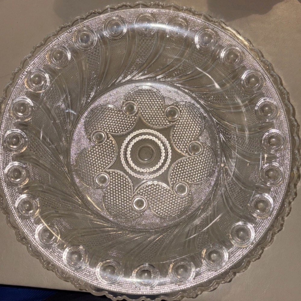 Pressed Clear Glass Decorative Serving Platter